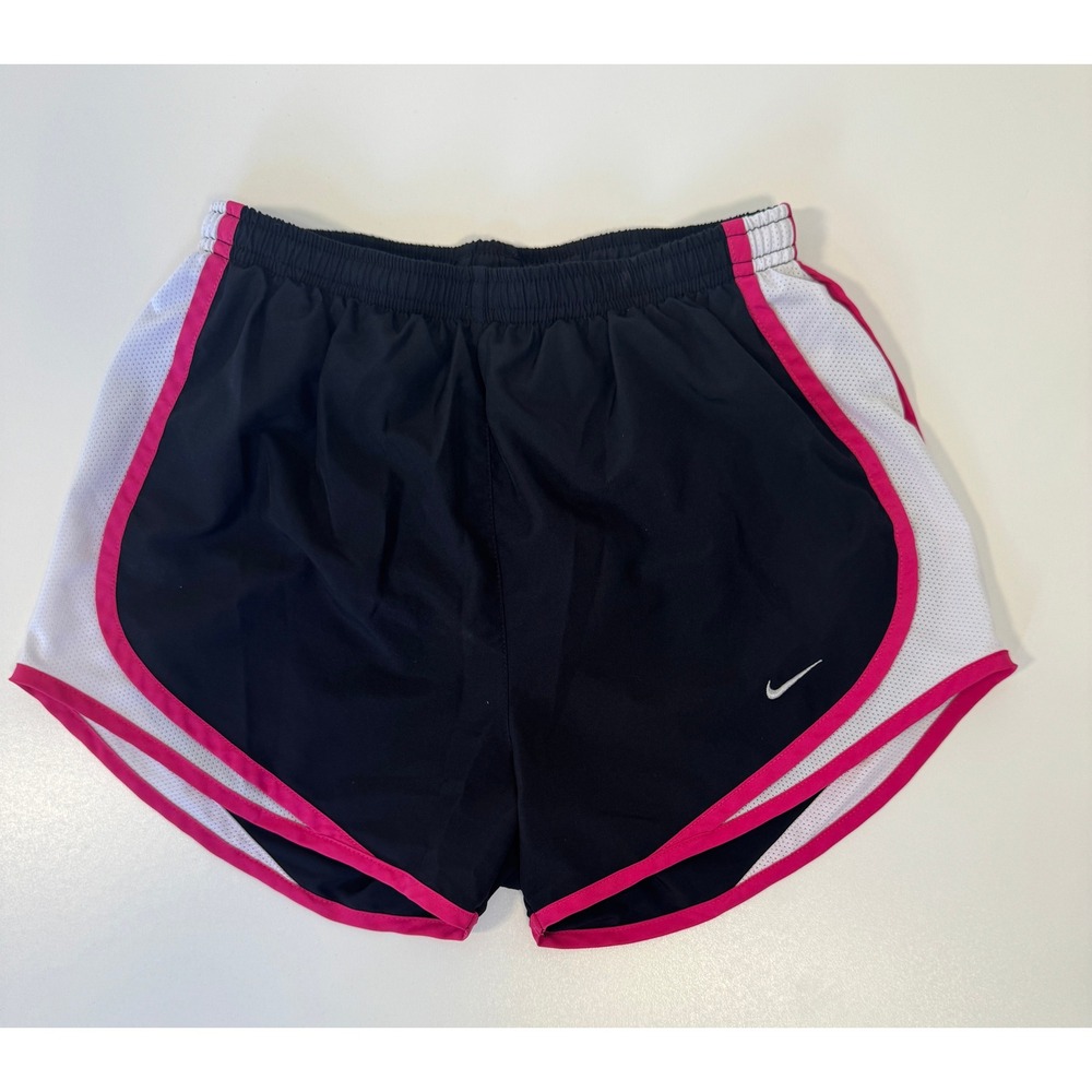 Nike Dri-Fit Tempo Running Shorts in Black with Pink Trim & White Mesh Size XS